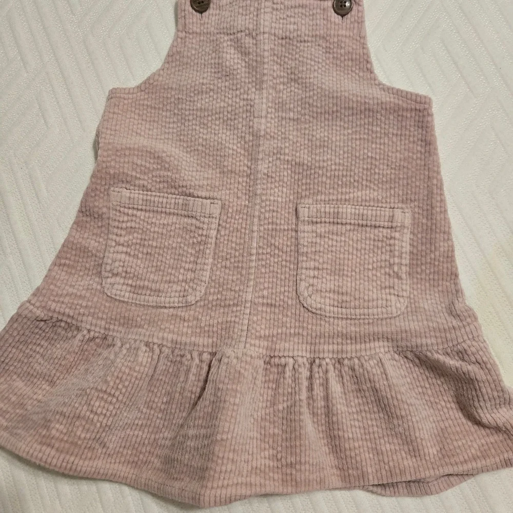 Next Kids Pink Corduroy Pinafore Dress Ruffle‎ Hem Overalls 4-5 Years 110cm